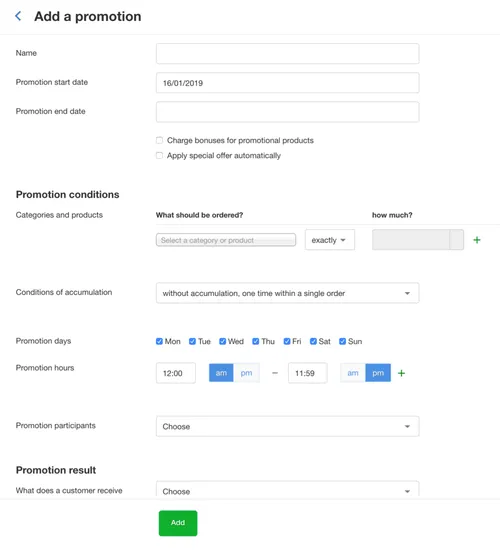 Built-in loyalty programs, promotions, and special offers